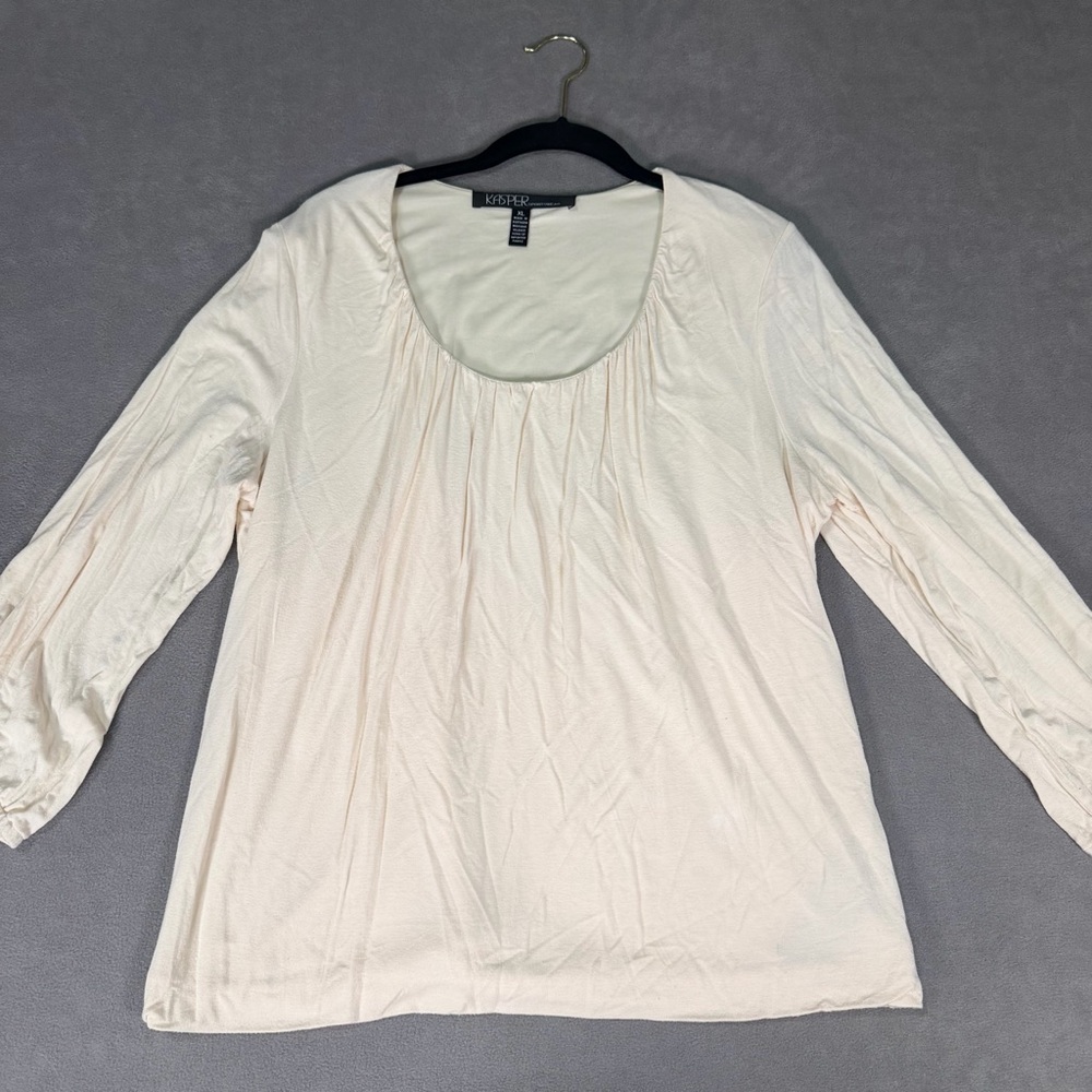 Kasper Sportwear Women’s Cream Ivory Long Sleeve Scoop Neck Rayon TShirt XL